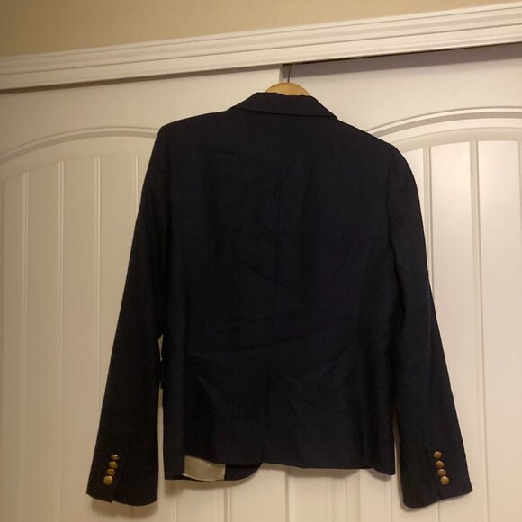 J. Crew Factory Keating Blazer 10 Navy Blue Gold Buttons Wool Blend 2 Button Y2K - Picture 3 of 3